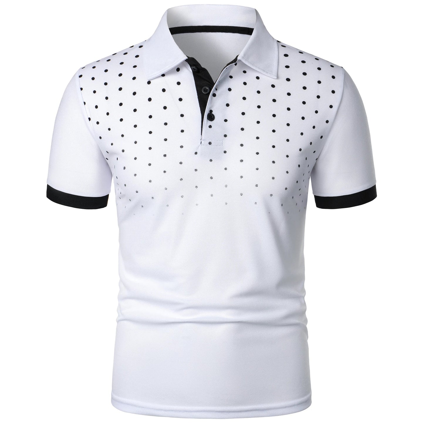 Men’s 3D printed short sleeve and lapel short sleeve color matching fashion