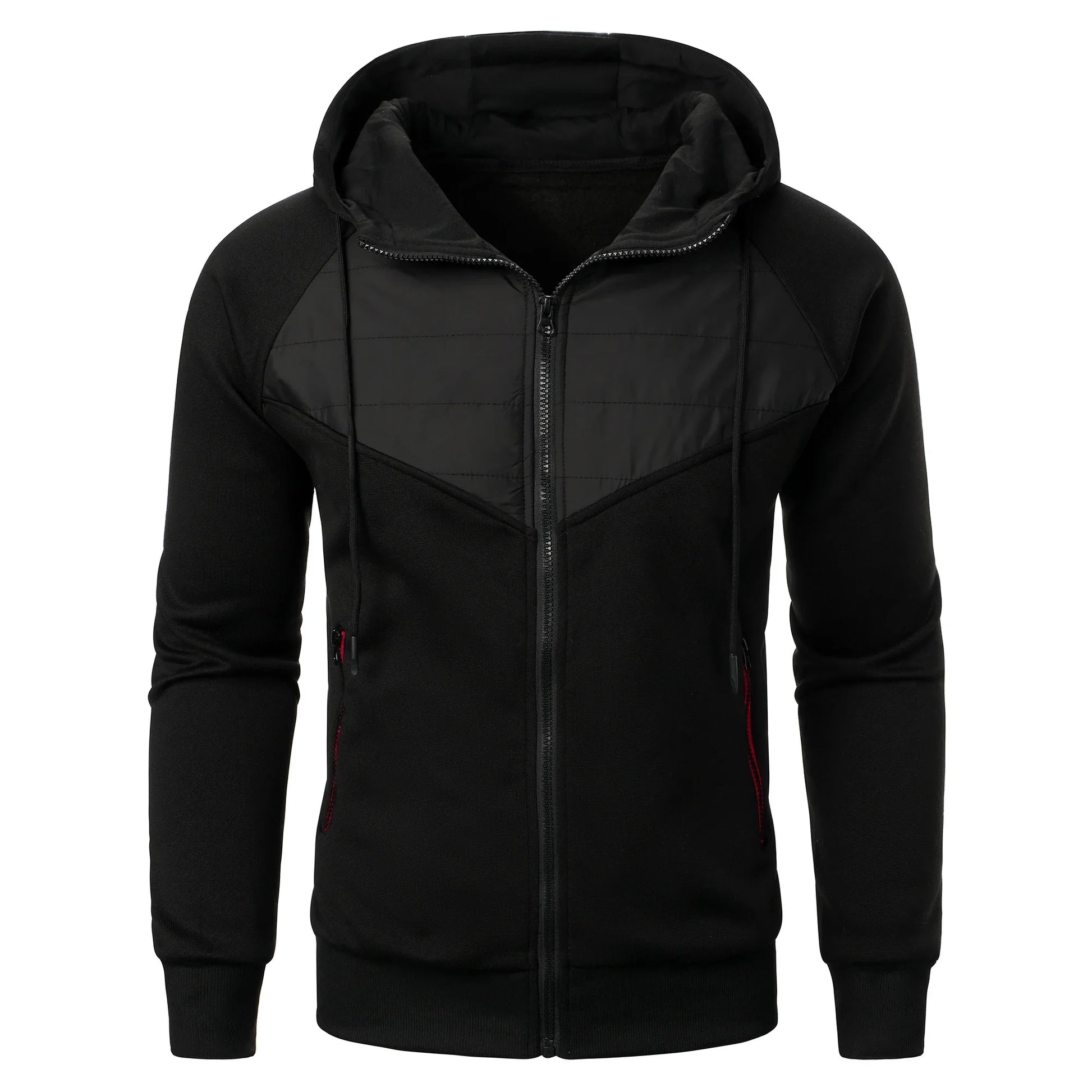 Men’s autumn and winter casual hoodie zipper hoodie coat men’s patchwork cardigan