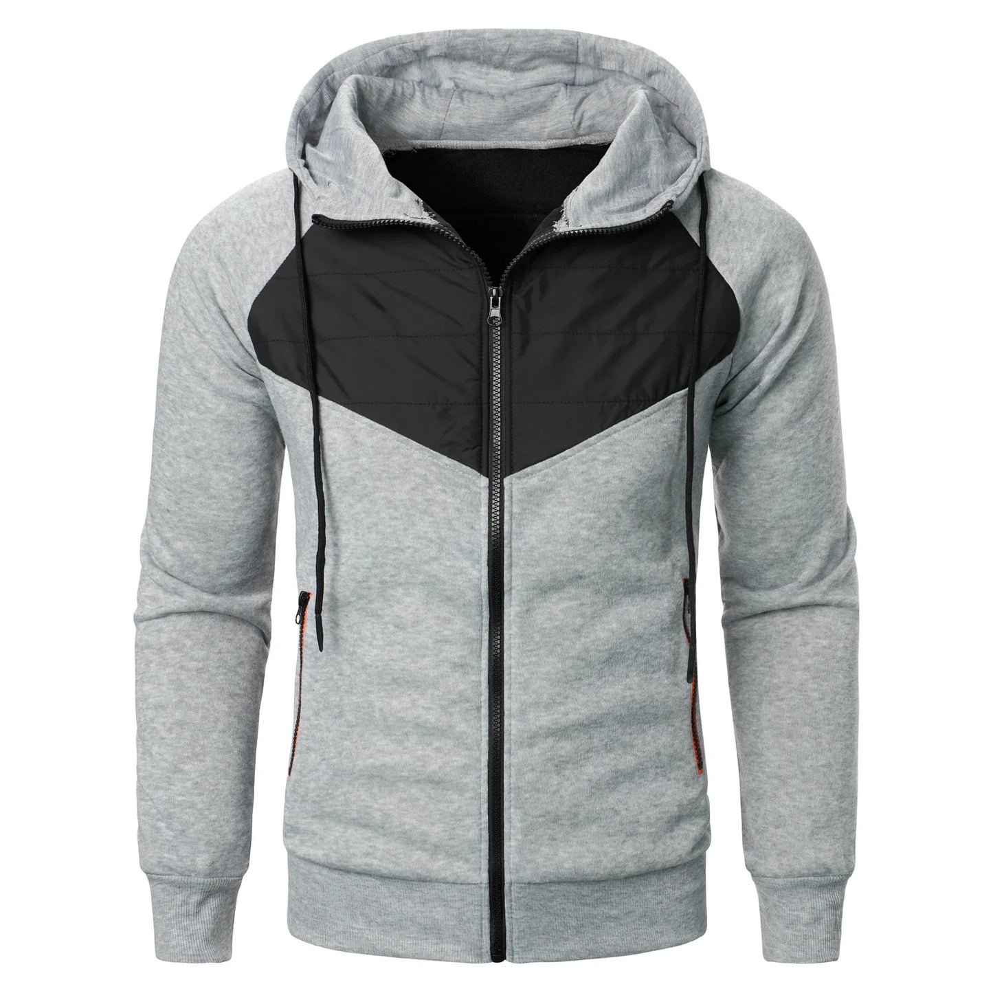 Men’s autumn and winter casual hoodie zipper hoodie coat men’s patchwork cardigan