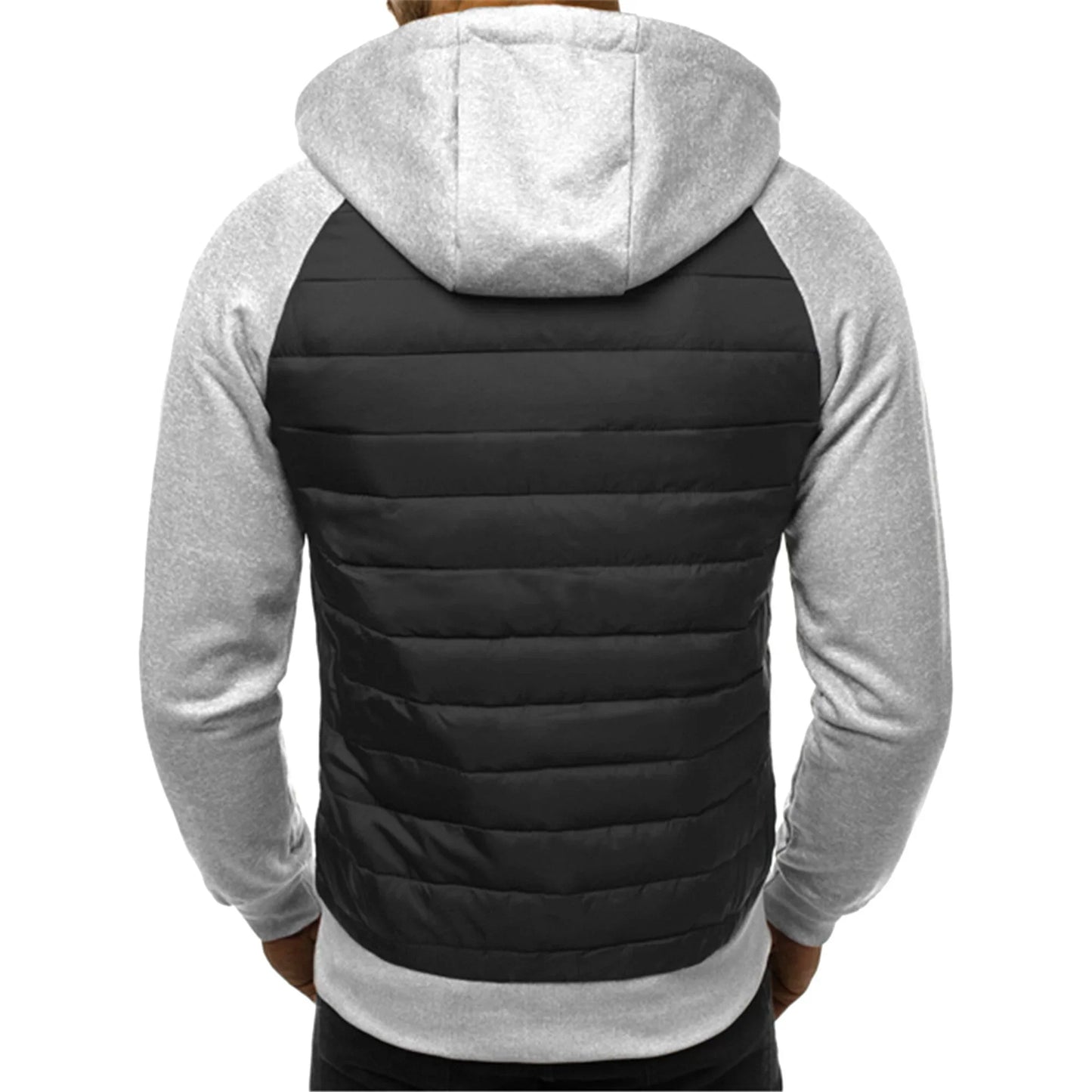 Men’s autumn and winter casual hoodie zipper hoodie coat men’s patchwork cardigan