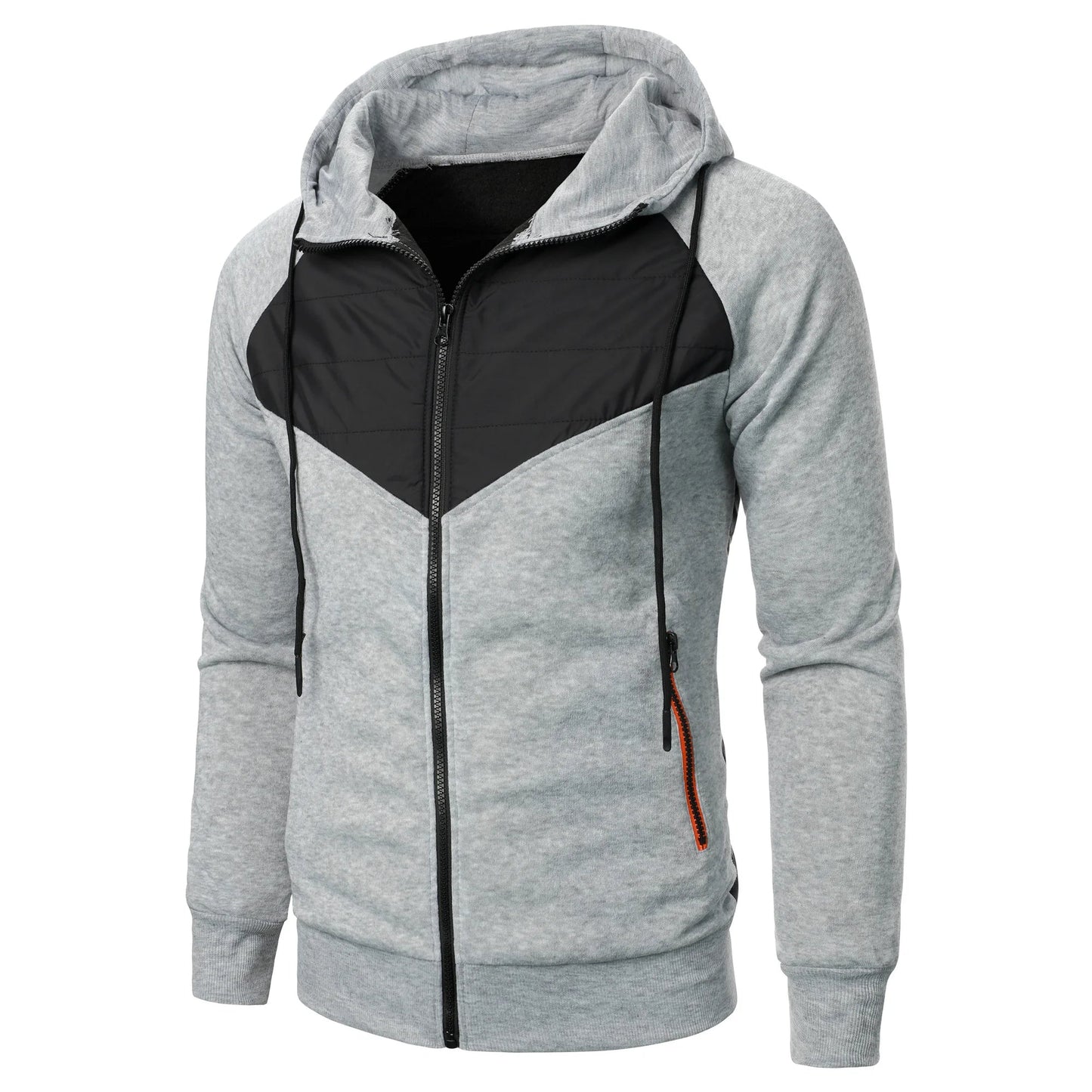 Men’s autumn and winter casual hoodie zipper hoodie coat men’s patchwork cardigan