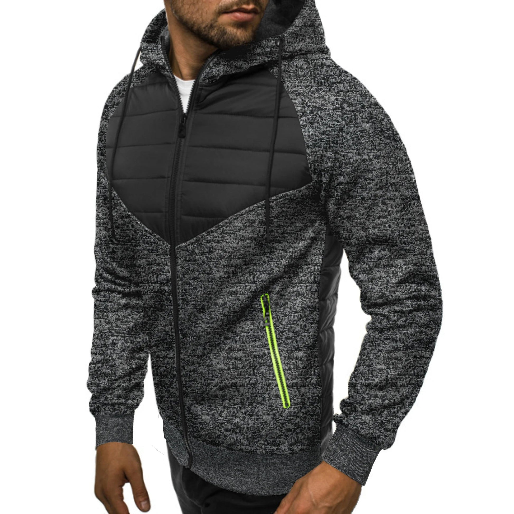 Men’s autumn and winter casual hoodie zipper hoodie coat men’s patchwork cardigan