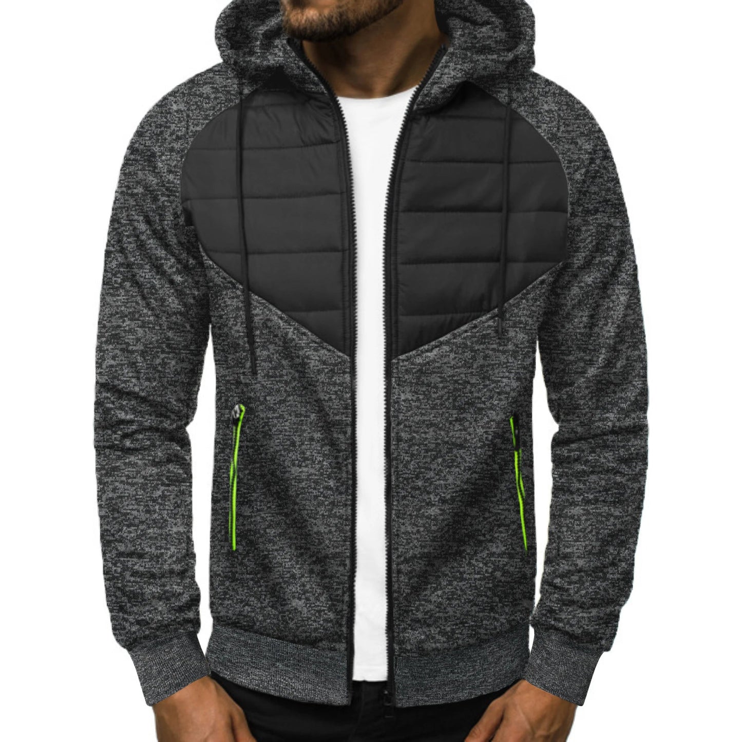 Men’s autumn and winter casual hoodie zipper hoodie coat men’s patchwork cardigan