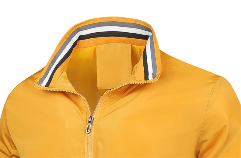 Men’s casual sports spring and fall zipper baseball side seam pocket casual jackets without hooded daily