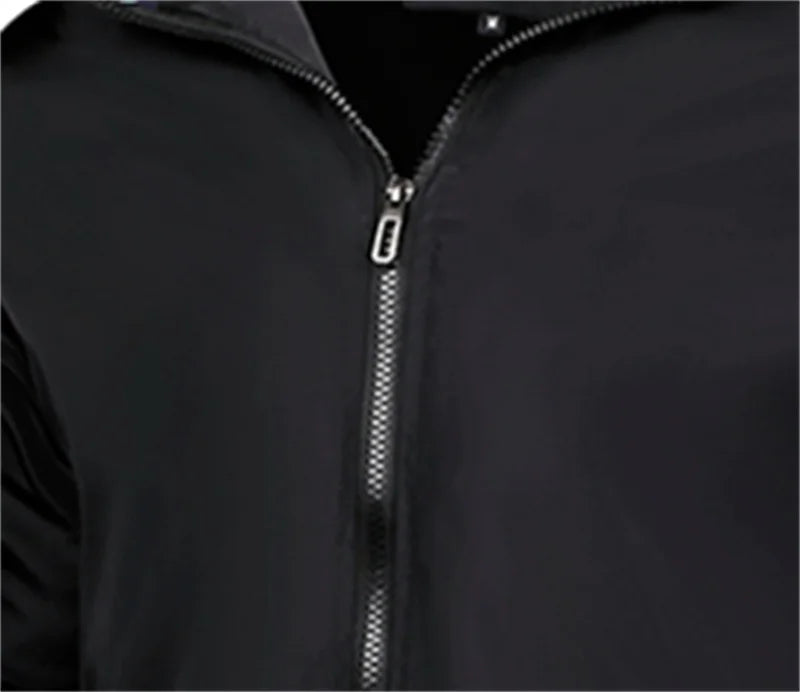 Men’s casual sports spring and fall zipper baseball side seam pocket casual jackets without hooded daily