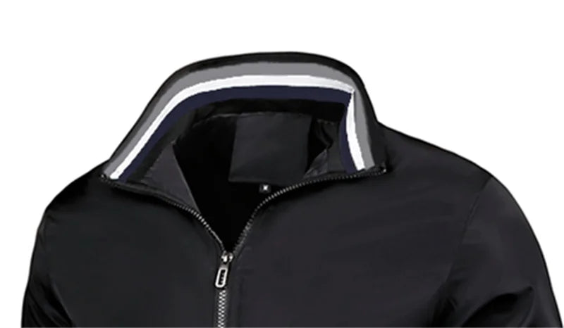 Men’s casual sports spring and fall zipper baseball side seam pocket casual jackets without hooded daily