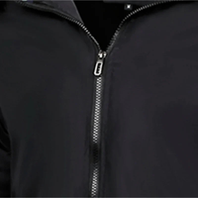 Men’s casual sports spring and fall zipper baseball side seam pocket casual jackets without hooded daily