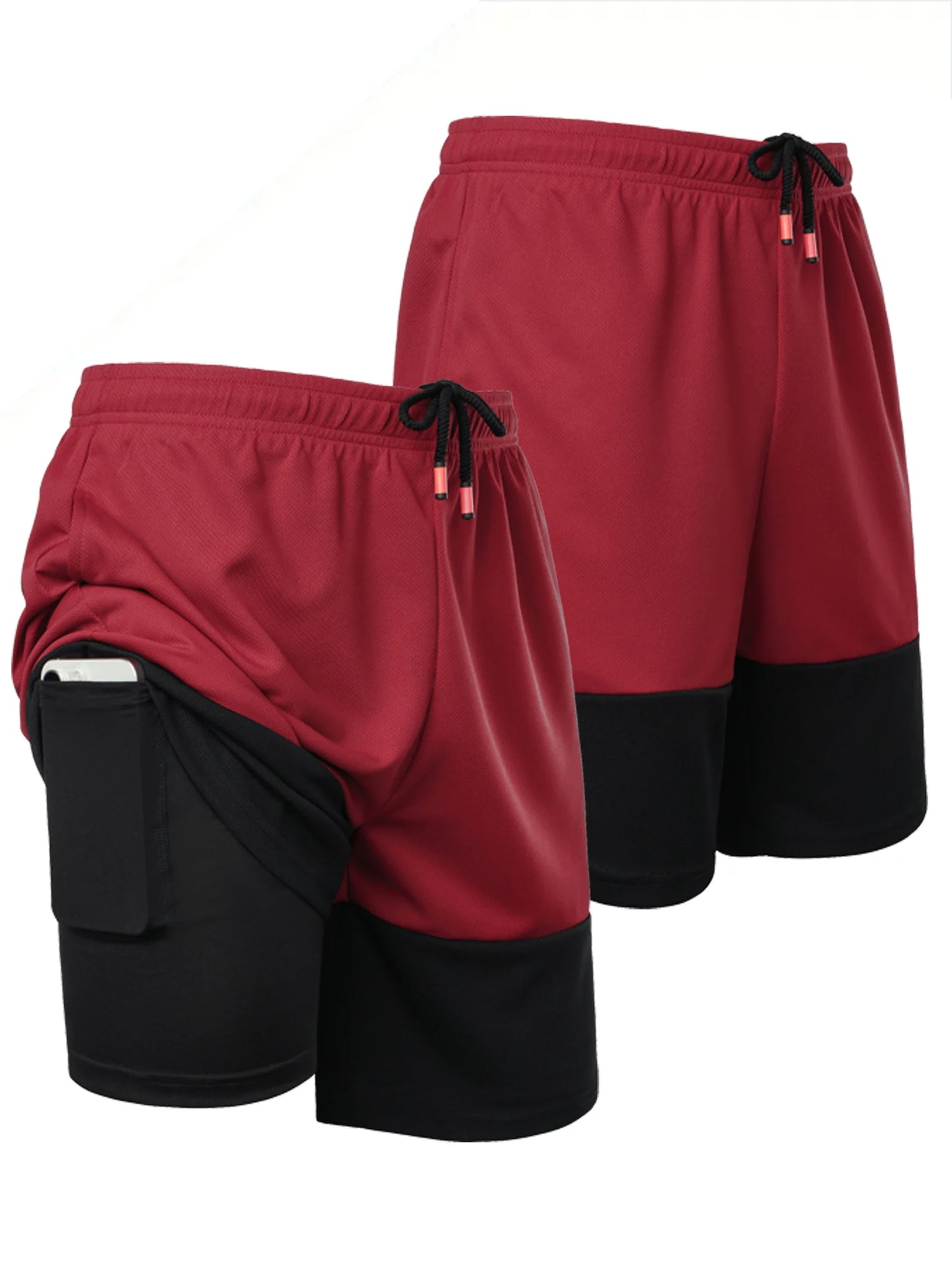 Men’s Color Block Jersey Shorts Activewear Breathable Comfy Drawstring Shorts For Athletics Basketball