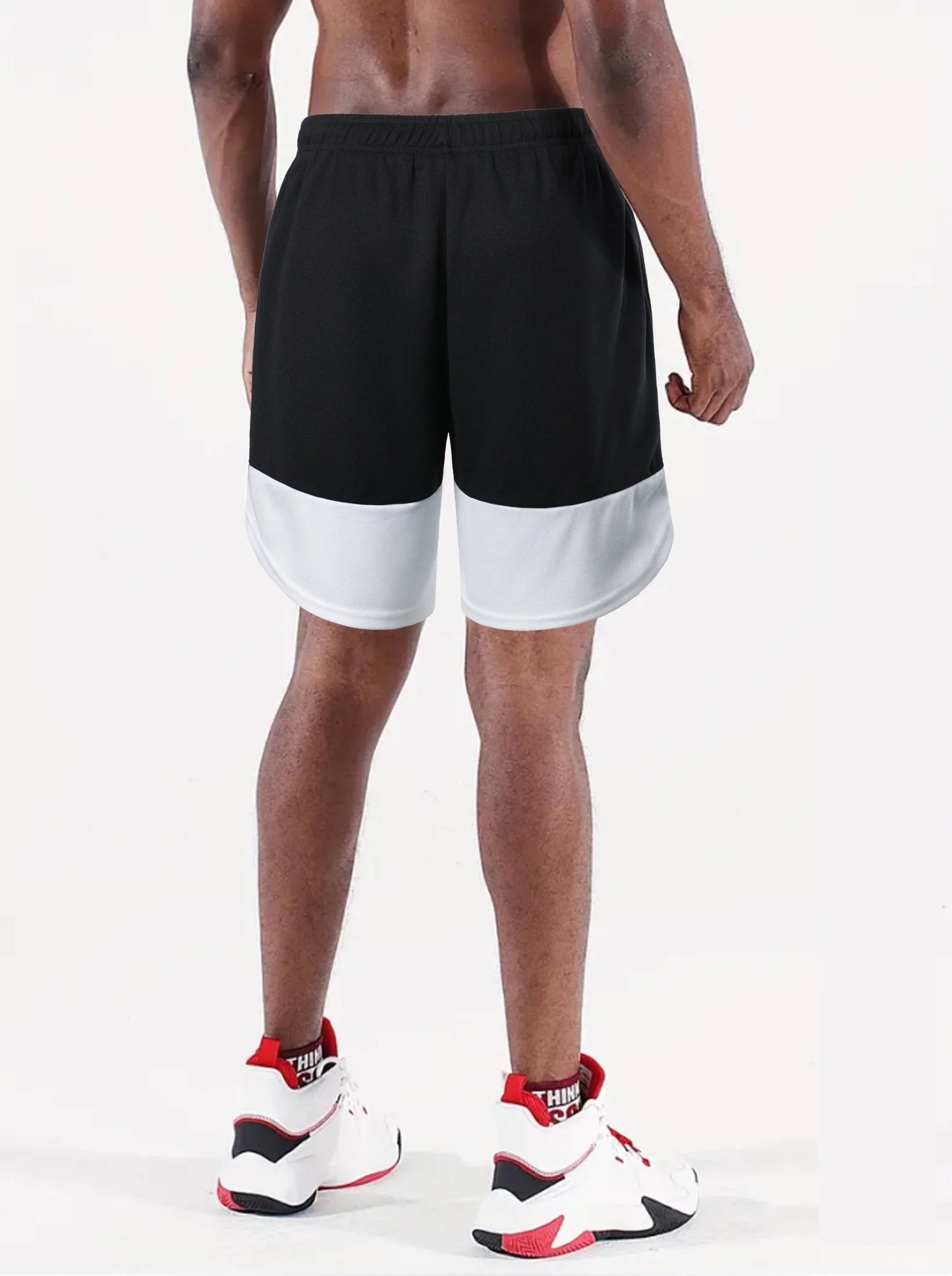 Men’s Color Block Jersey Shorts Activewear Breathable Comfy Drawstring Shorts For Athletics Basketball