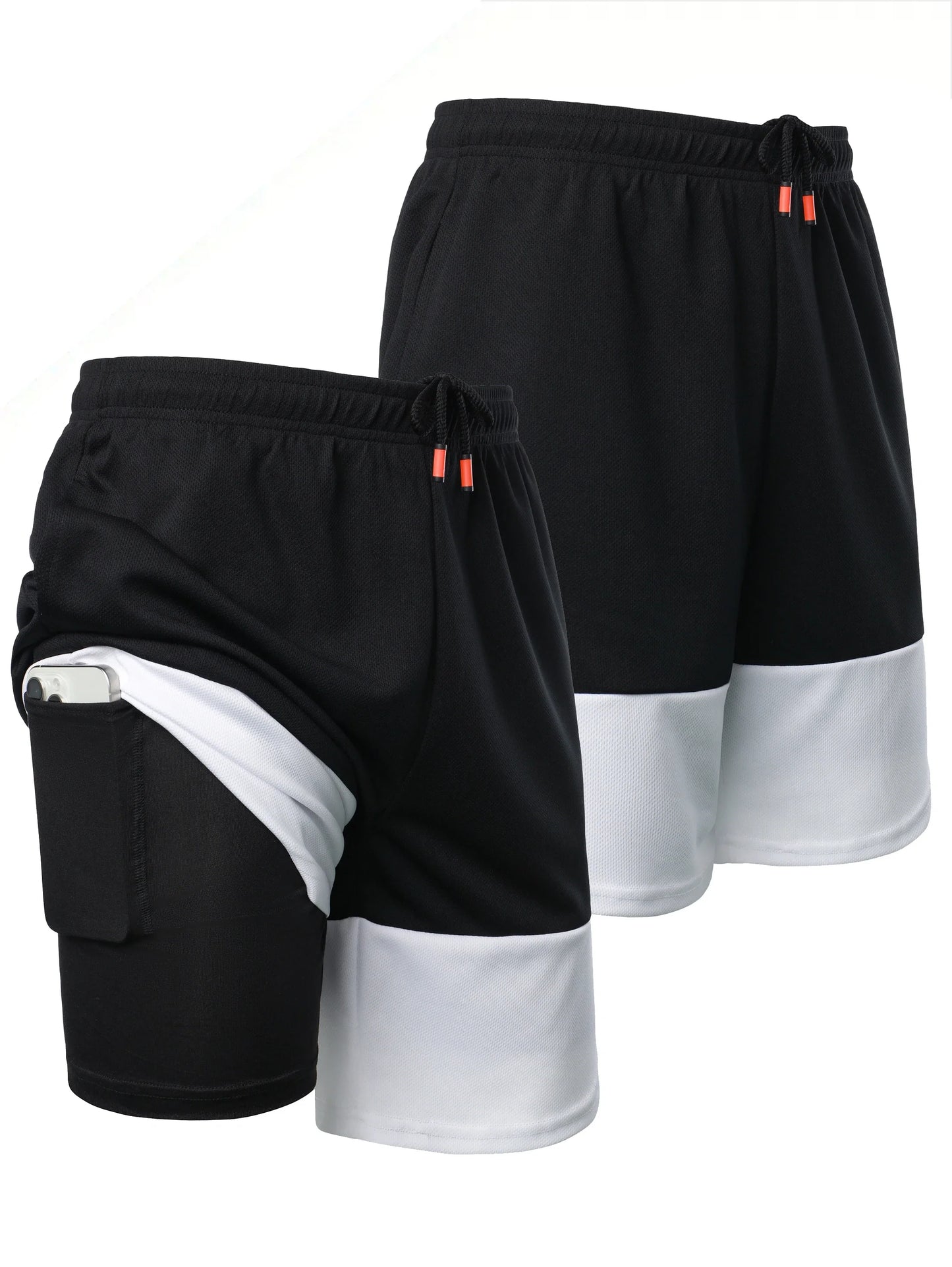 Men’s Color Block Jersey Shorts Activewear Breathable Comfy Drawstring Shorts For Athletics Basketball