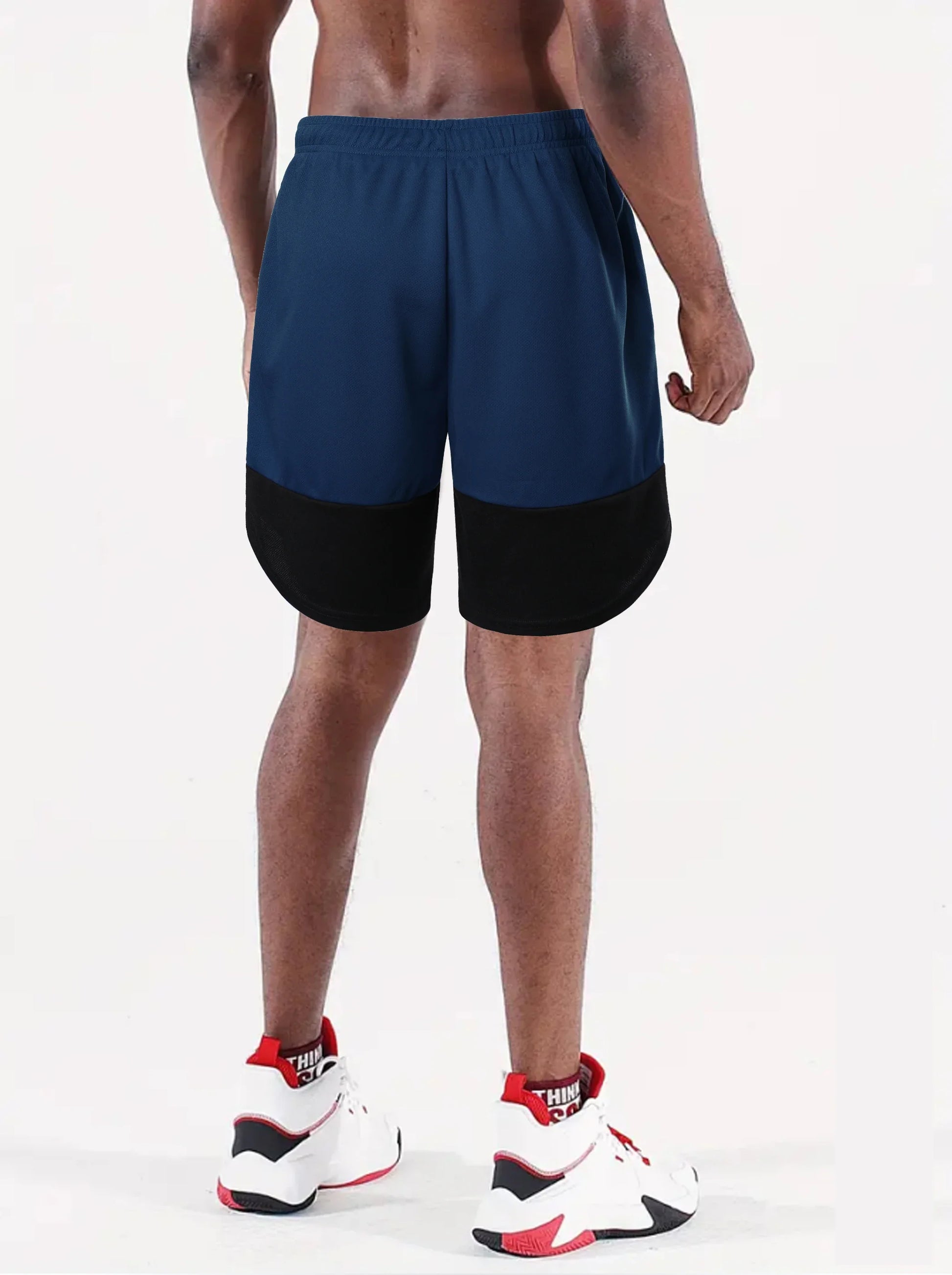 Men’s Color Block Jersey Shorts Activewear Breathable Comfy Drawstring Shorts For Athletics Basketball