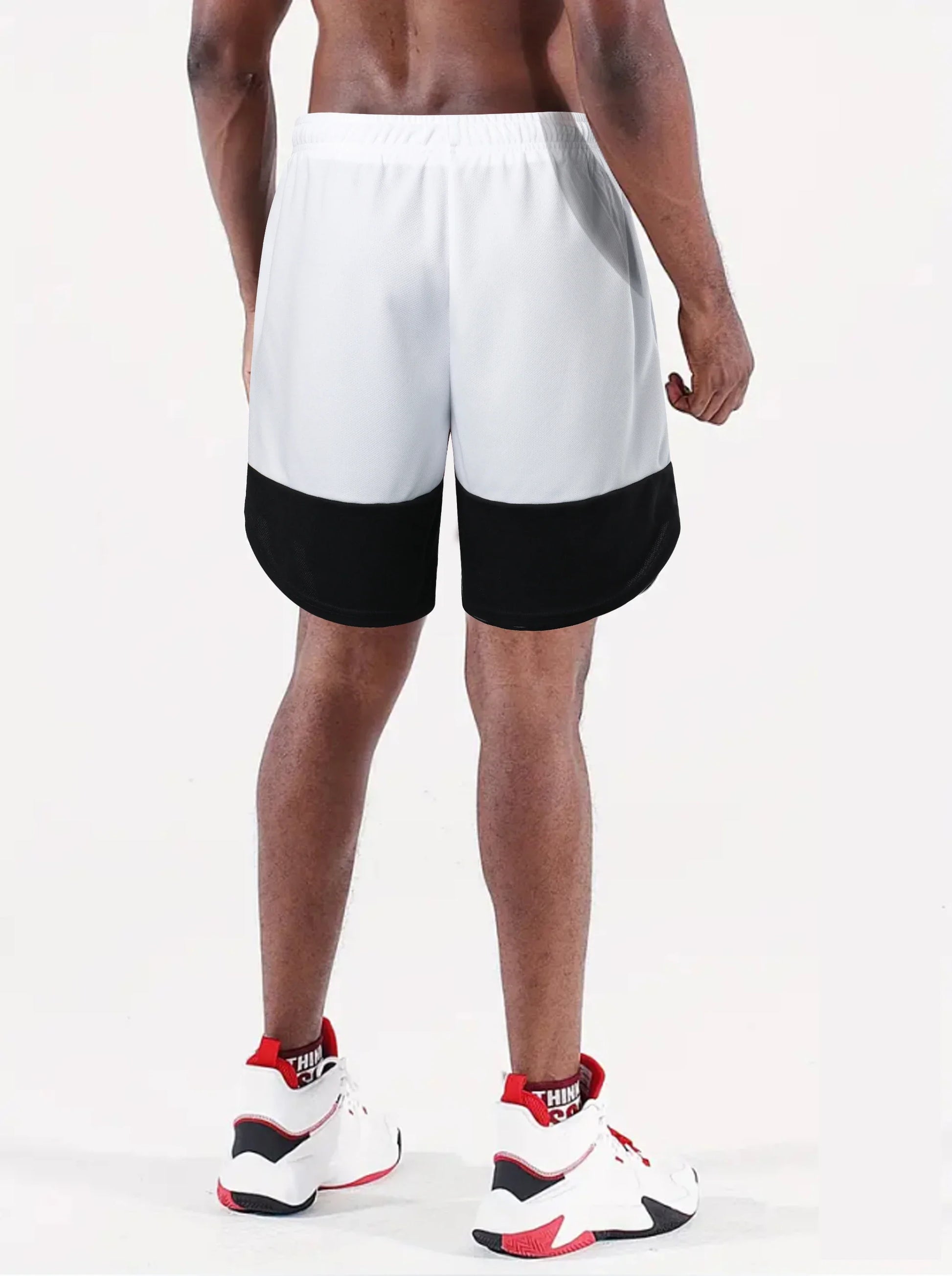 Men’s Color Block Jersey Shorts Activewear Breathable Comfy Drawstring Shorts For Athletics Basketball