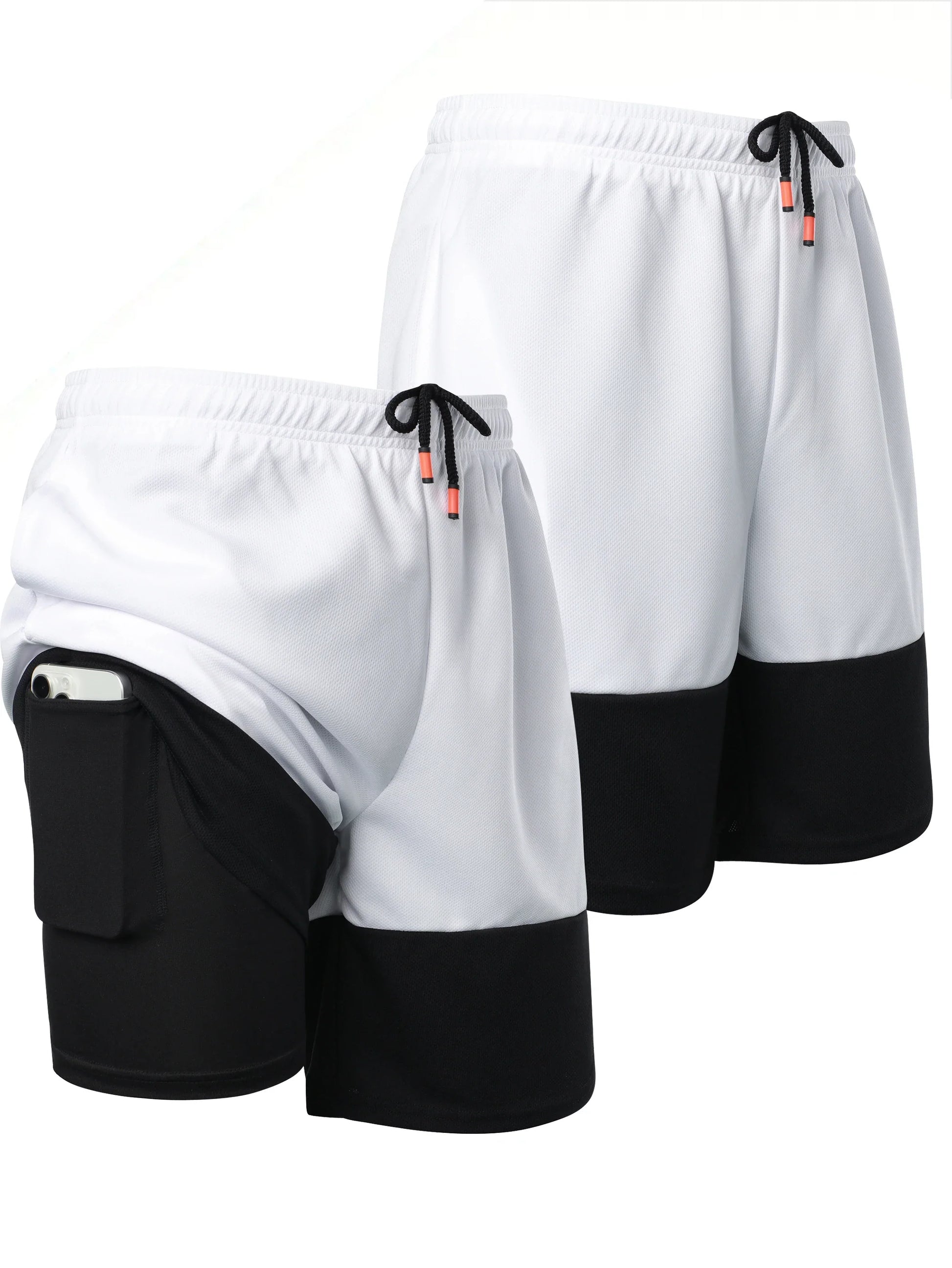 Men’s Color Block Jersey Shorts Activewear Breathable Comfy Drawstring Shorts For Athletics Basketball