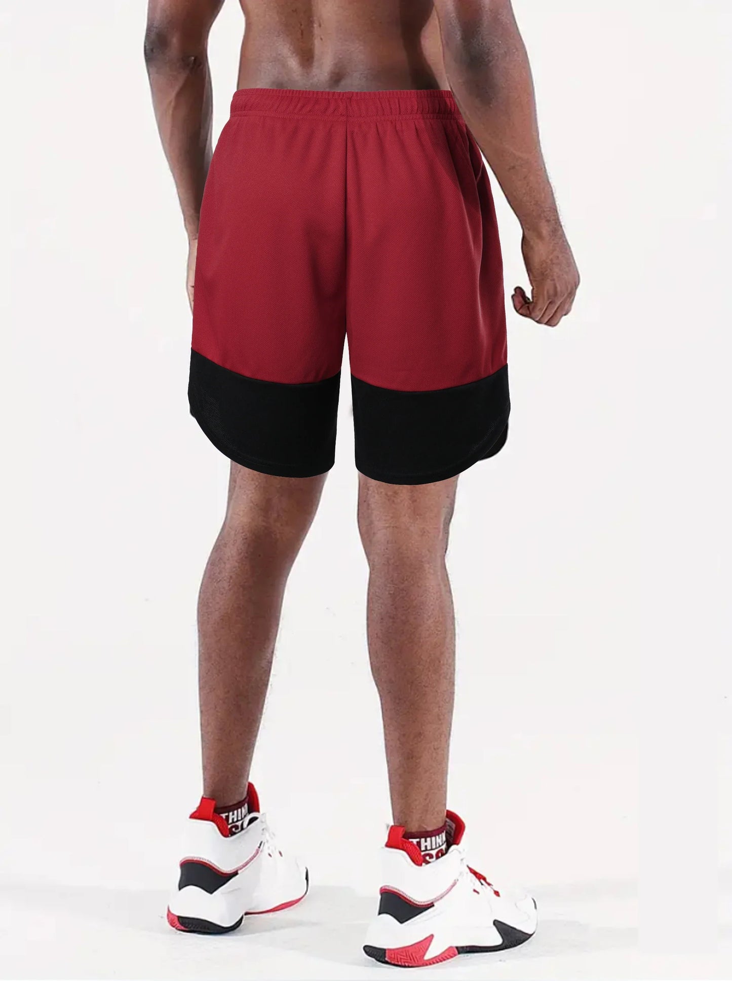 Men’s Color Block Jersey Shorts Activewear Breathable Comfy Drawstring Shorts For Athletics Basketball