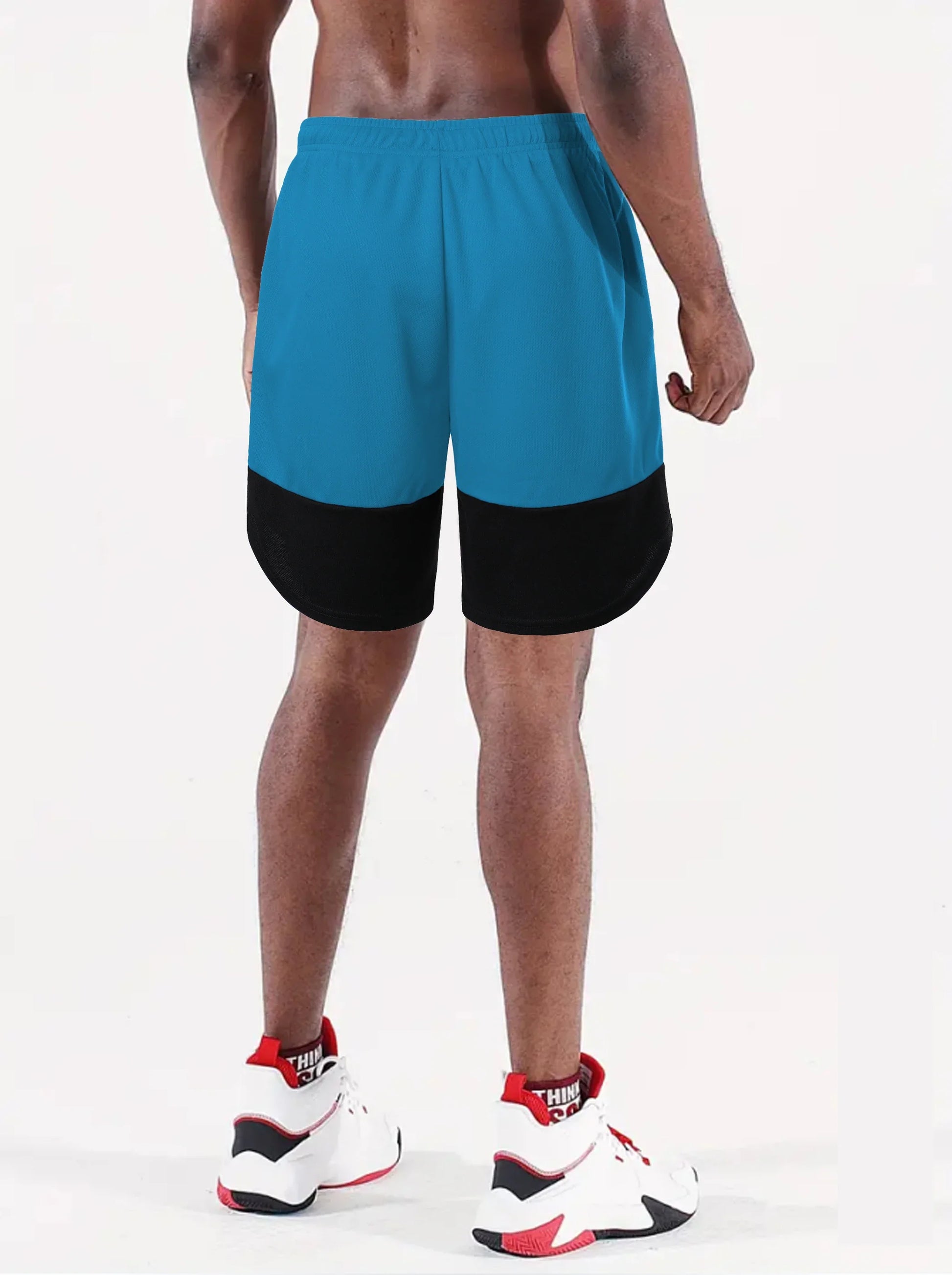 Men’s Color Block Jersey Shorts Activewear Breathable Comfy Drawstring Shorts For Athletics Basketball