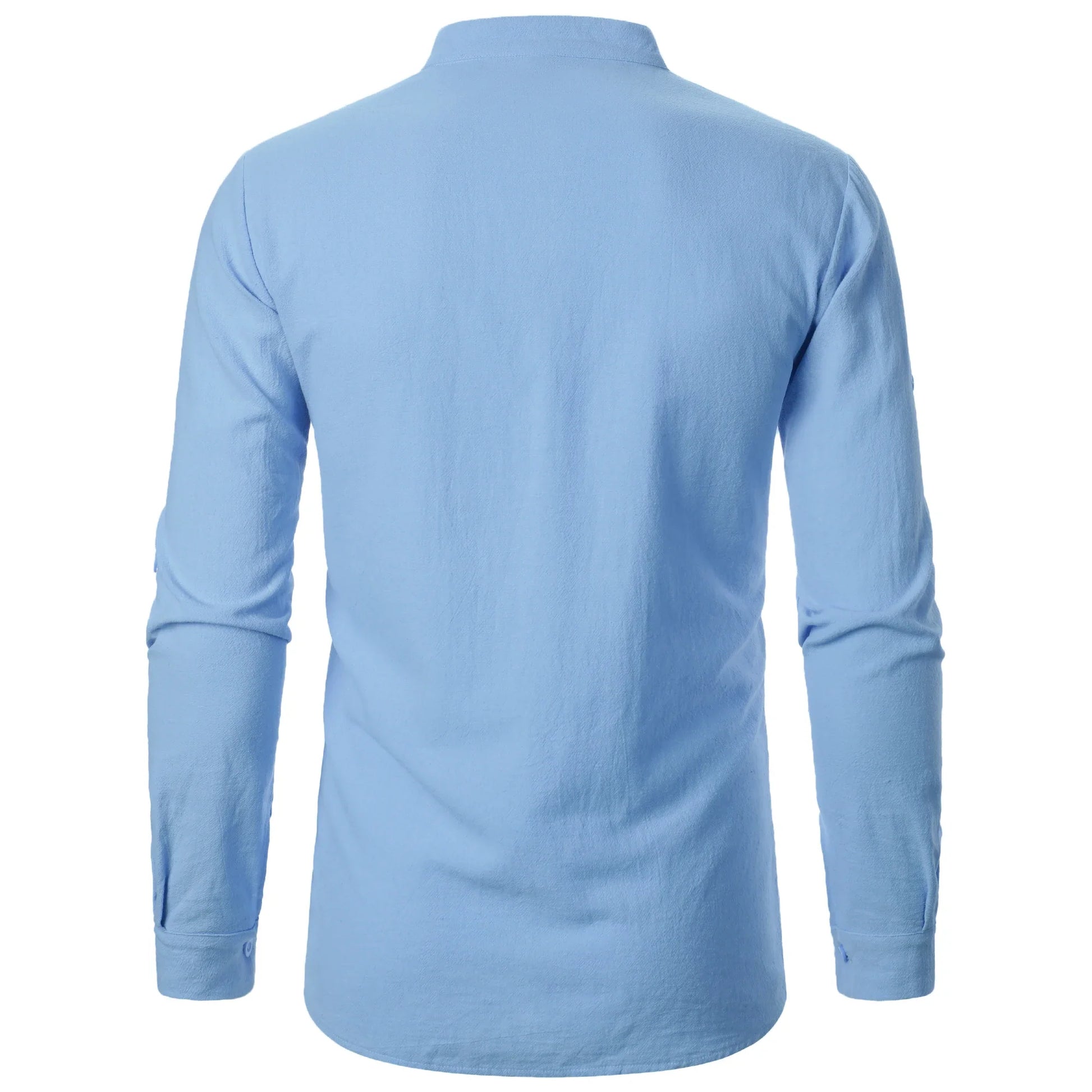 Men’s cotton linen long sleeve shirt Henry shirt Hippie casual beach stand collar long sleeve shirt