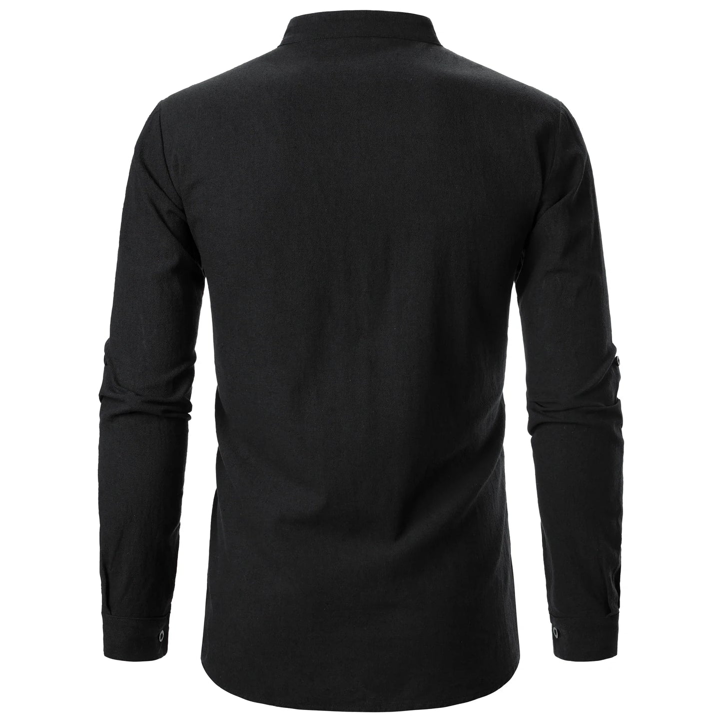 Men’s cotton linen long sleeve shirt Henry shirt Hippie casual beach stand collar long sleeve shirt