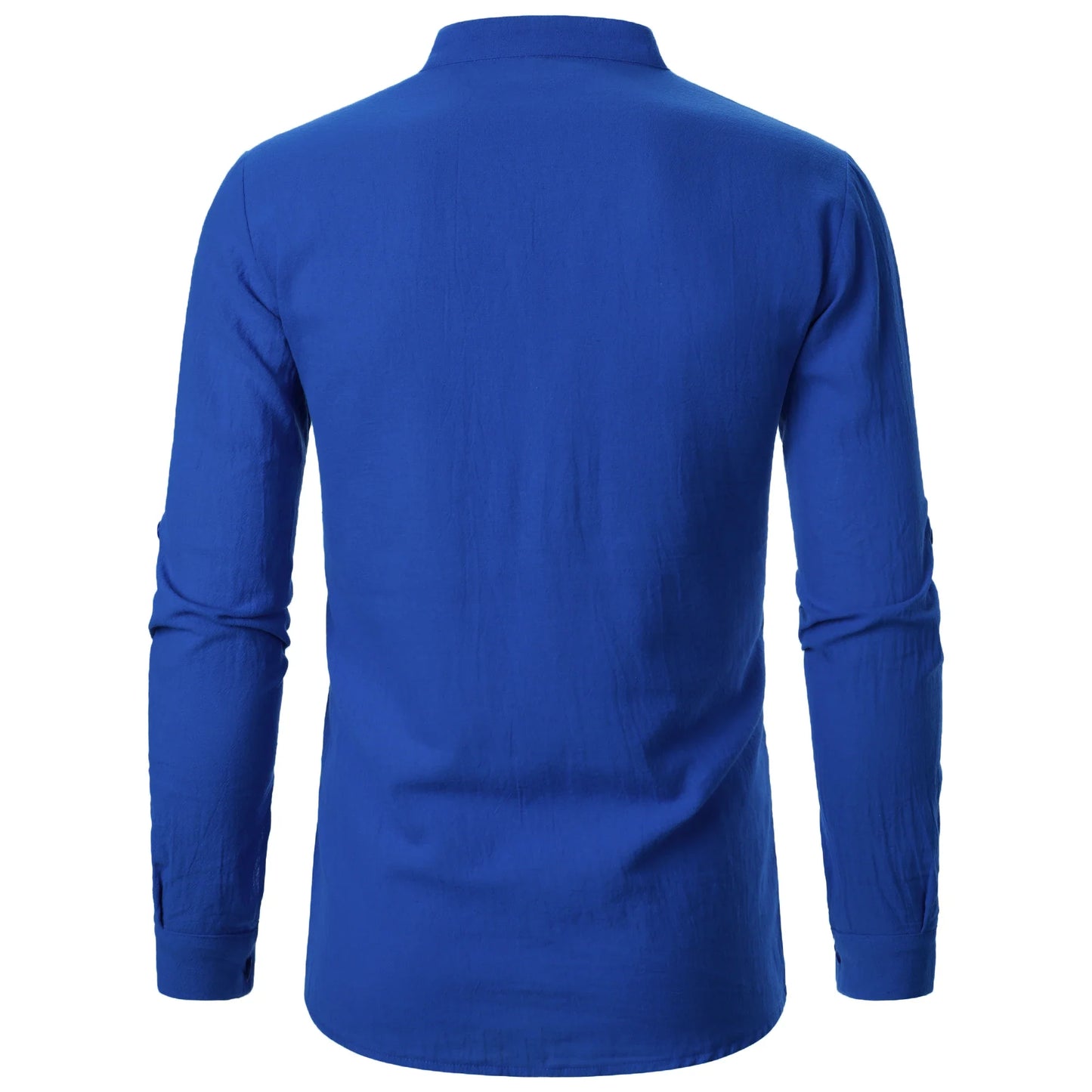 Men’s cotton linen long sleeve shirt Henry shirt Hippie casual beach stand collar long sleeve shirt