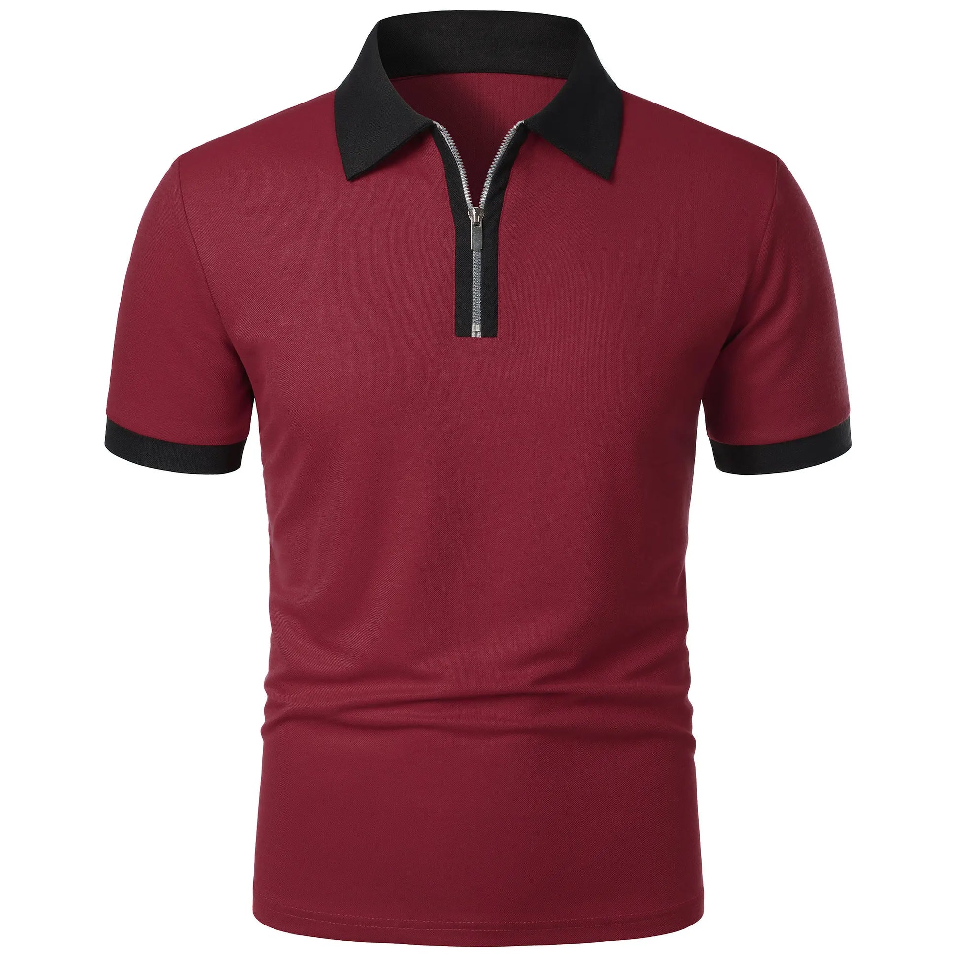 Men’s Fashion Casual top Short Sleeve color with stylish zipper with men’s lapel short sleeve top T-shirt Fashion