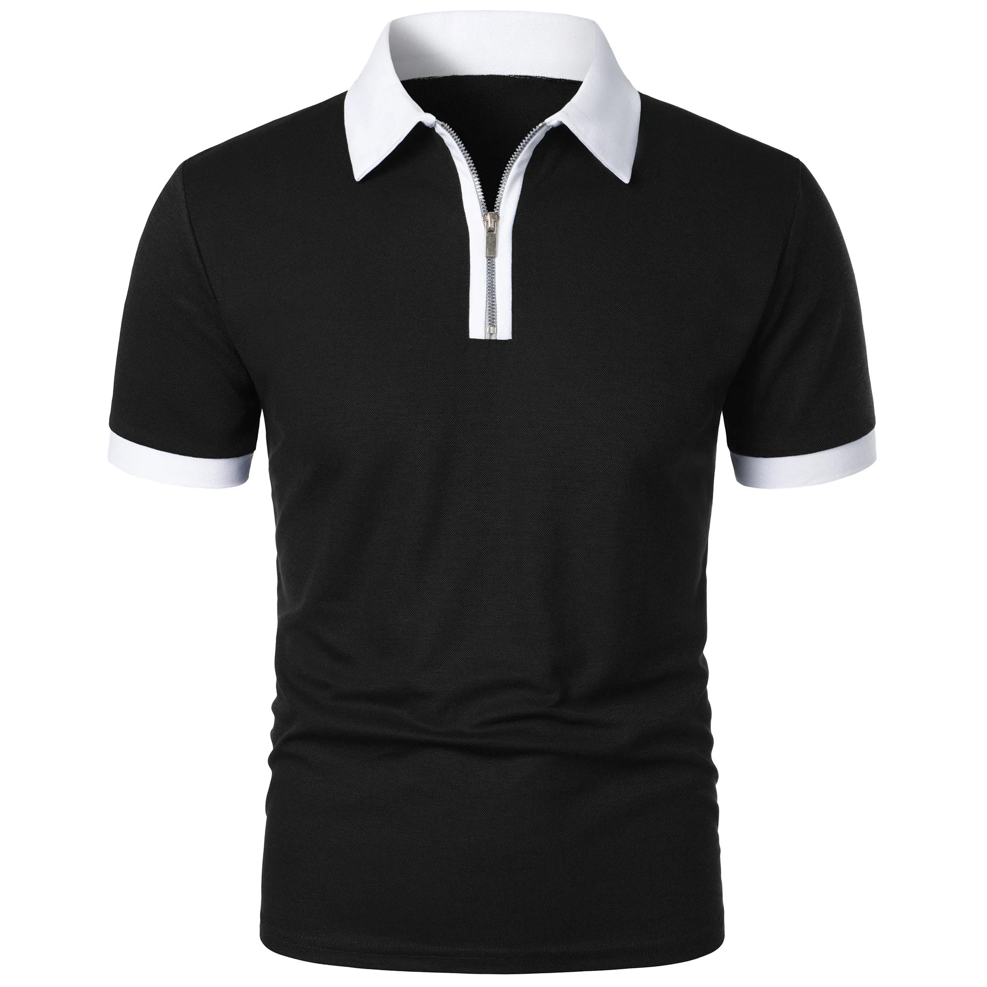 Men’s Fashion Casual top Short Sleeve color with stylish zipper with men’s lapel short sleeve top T-shirt Fashion