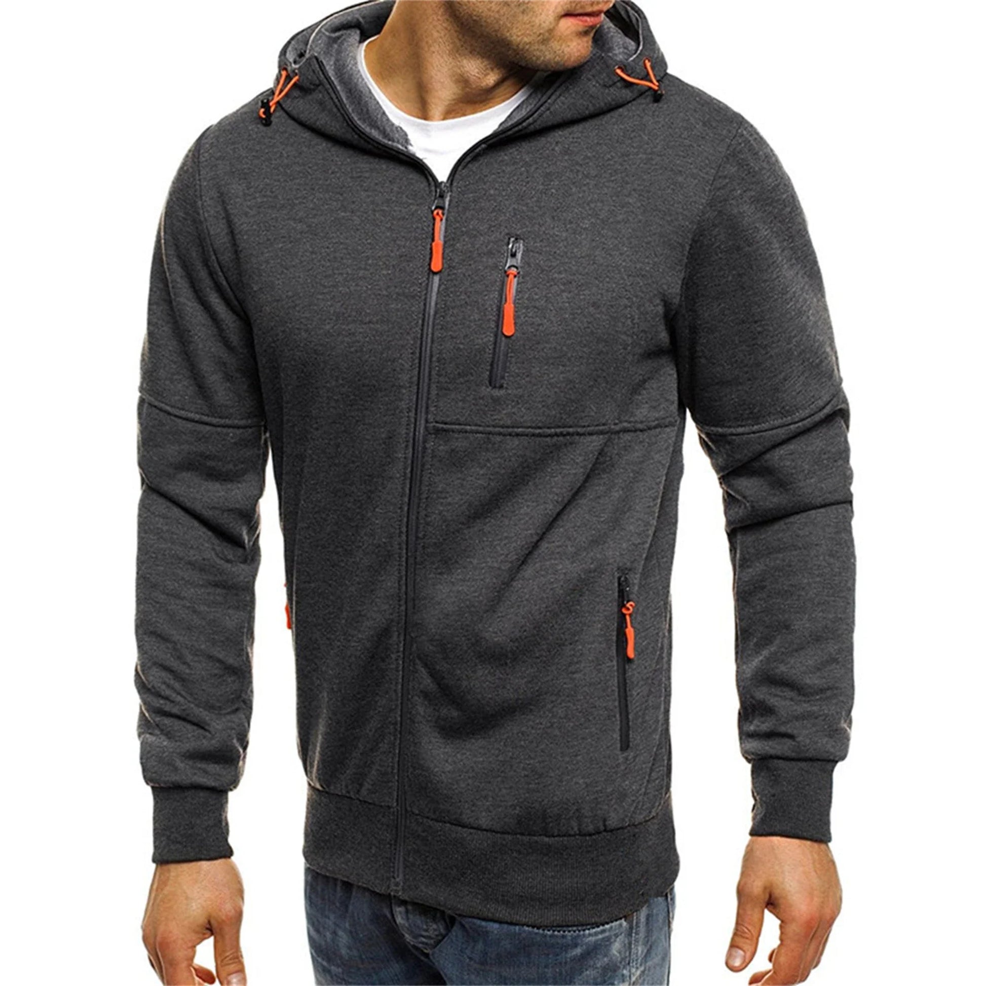 Men’s hooded jacket Casual long-sleeved hoodie Zipper Gym sports hoodie Spring and Autumn