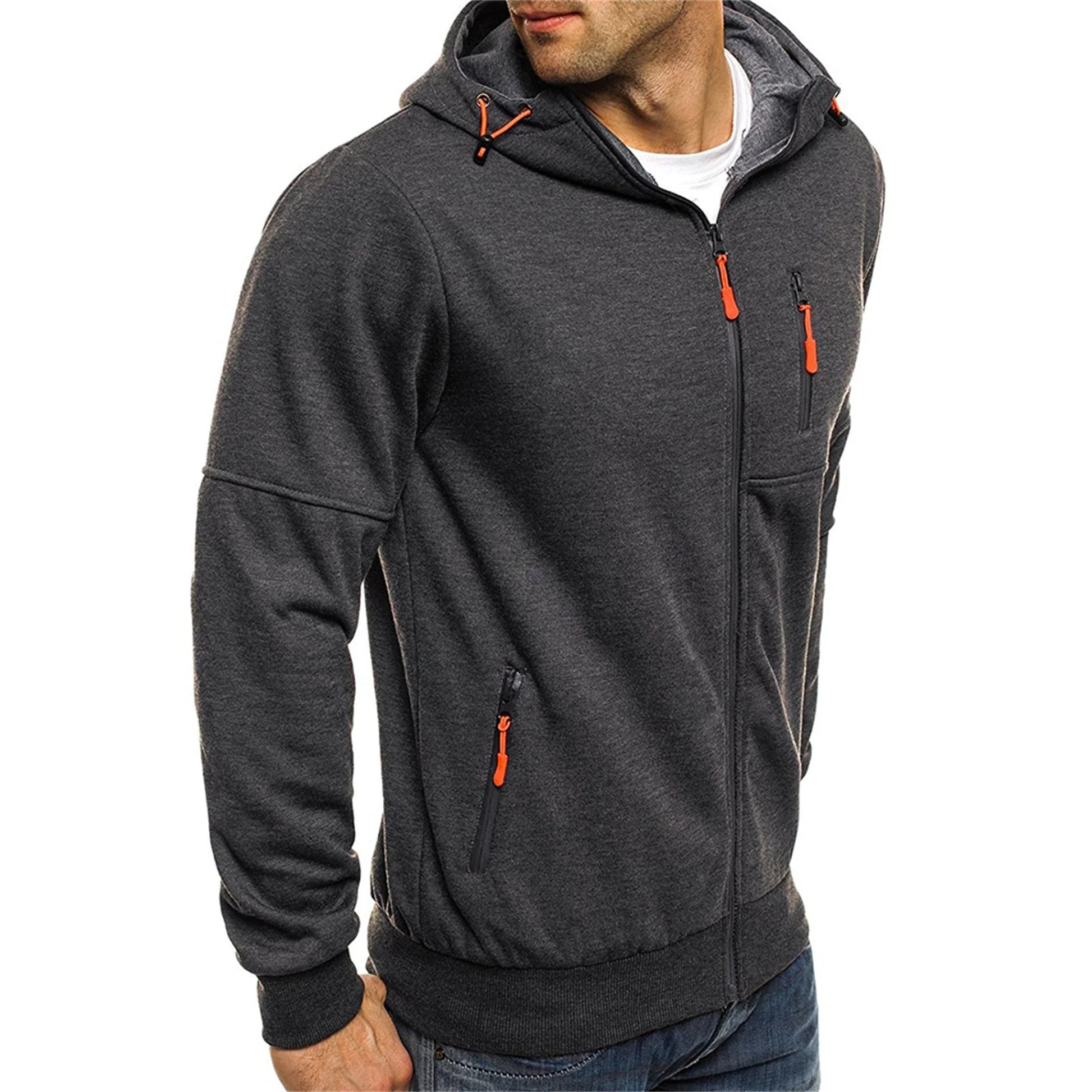 Men’s hooded jacket Casual long-sleeved hoodie Zipper Gym sports hoodie Spring and Autumn