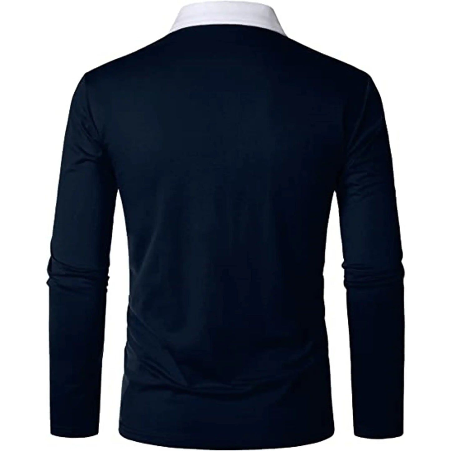 Men’s long sleeve Color matching Stylish zipper with men’s lapel long sleeve