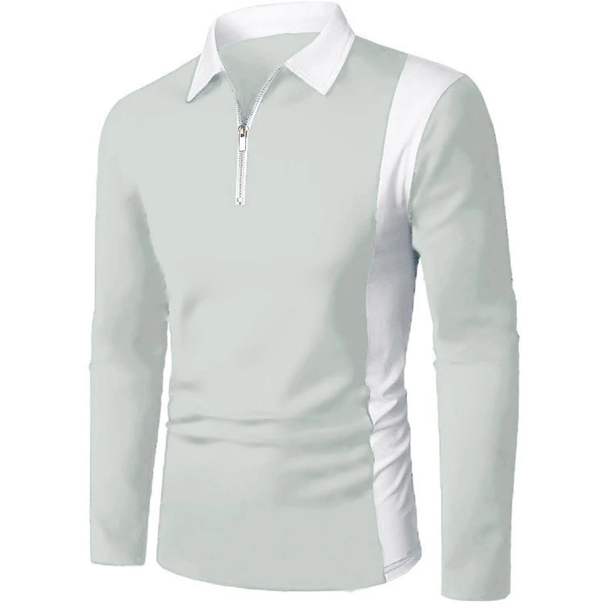 Men’s long sleeve Color matching Stylish zipper with men’s lapel long sleeve