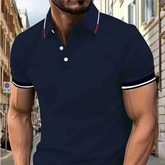 Men’s new top Polo shirt T-shirt Summer men’s short sleeve color lapel casual fashion white shirt T-shirt men’s