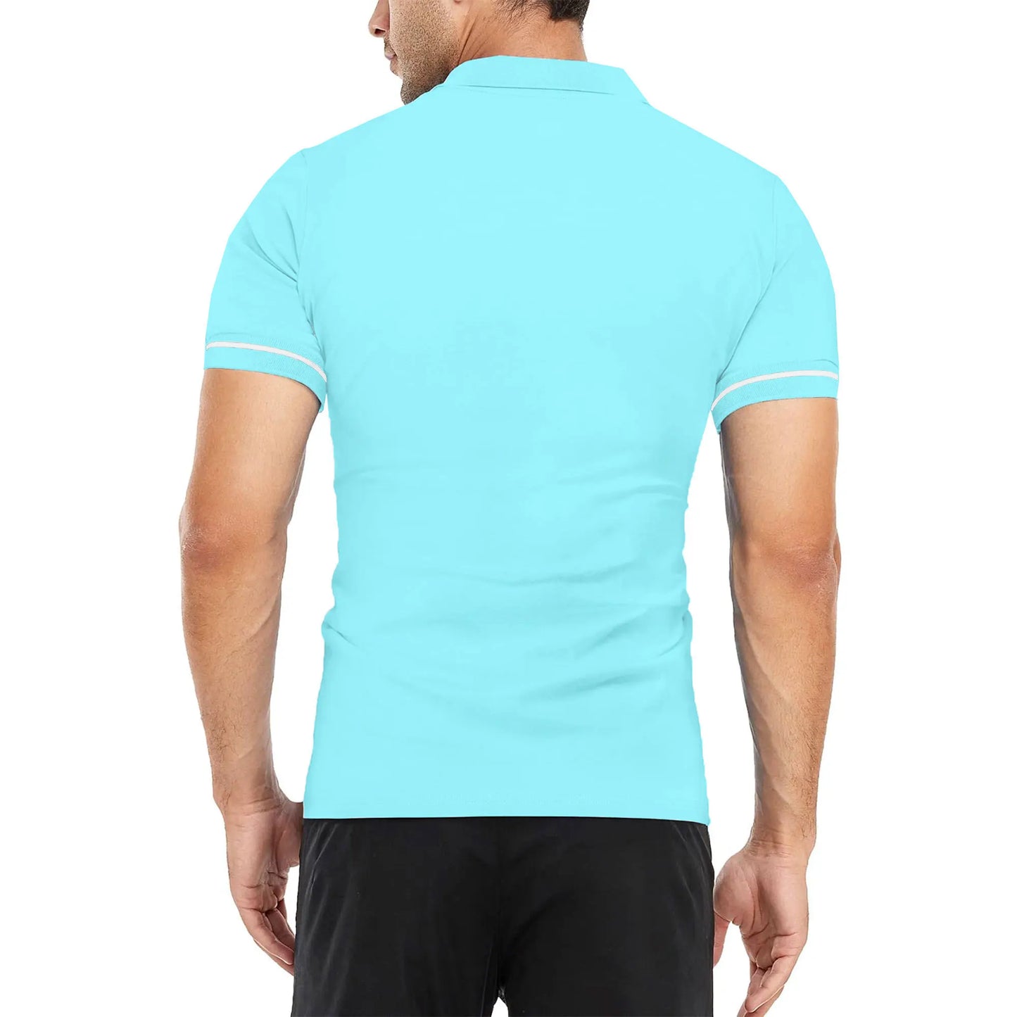 Men’s polo shirt color matching short-sleeved zipper lapel T-shirt casual shirt