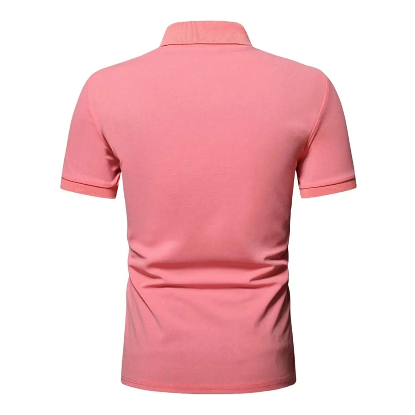 Men’s polo shirt solid color short-sleeved zipper lapel T-shirt casual top