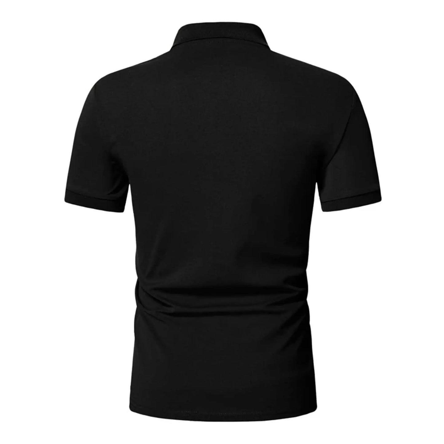 Men’s polo shirt solid color short-sleeved zipper lapel T-shirt casual top