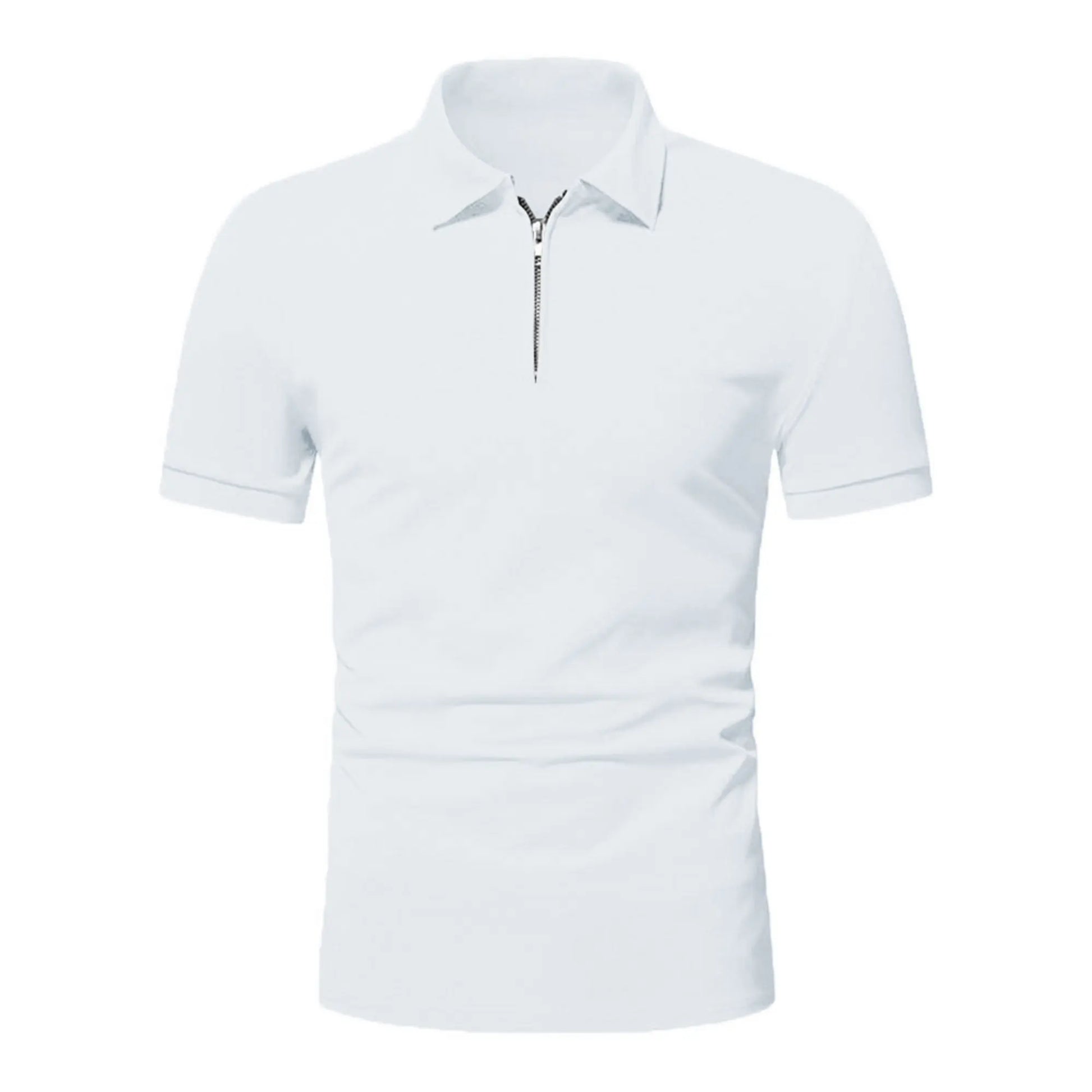 Men’s polo shirt solid color short-sleeved zipper lapel T-shirt casual top