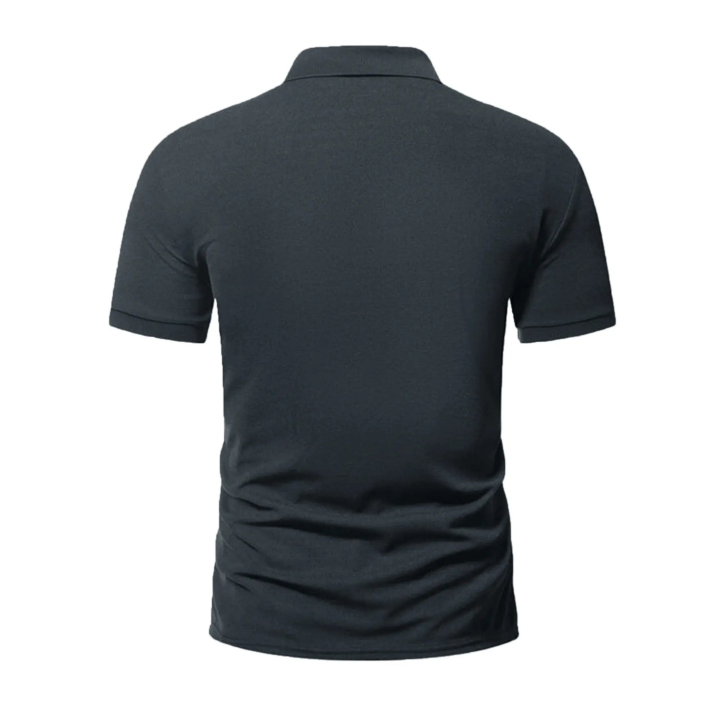 Men’s polo shirt solid color short-sleeved zipper lapel T-shirt casual top