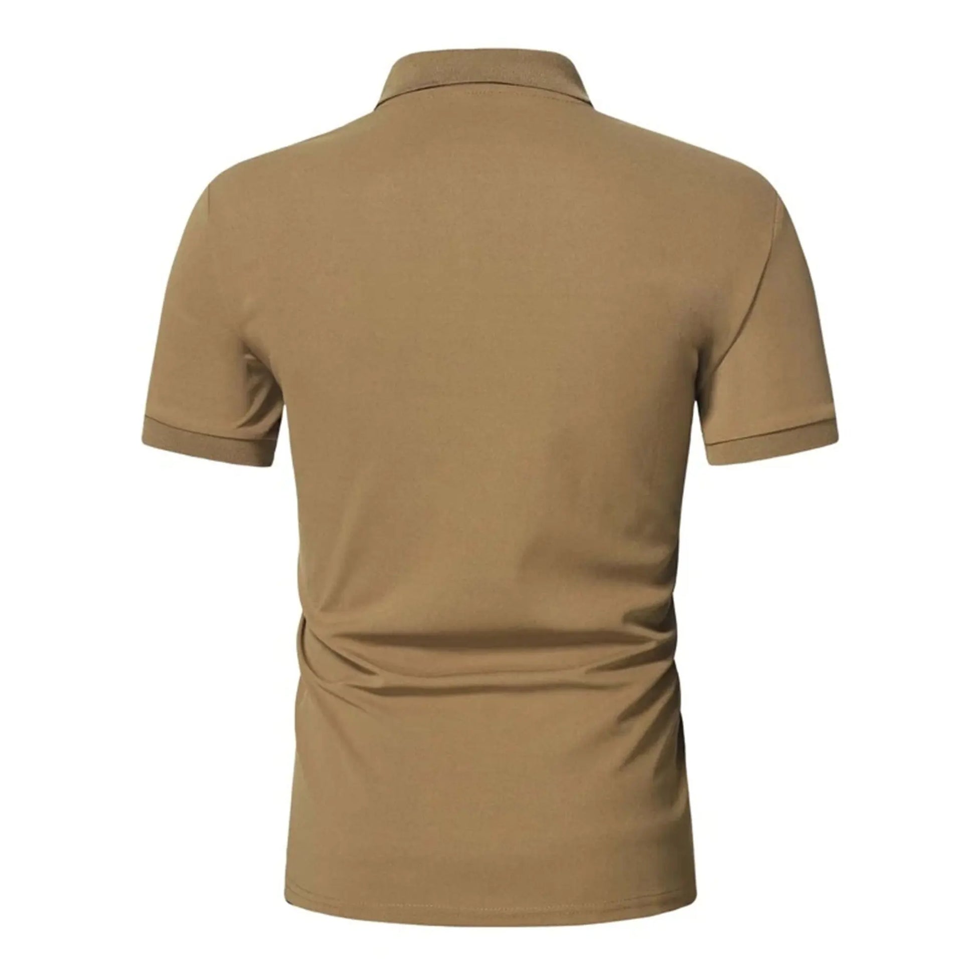 Men’s polo shirt solid color short-sleeved zipper lapel T-shirt casual top