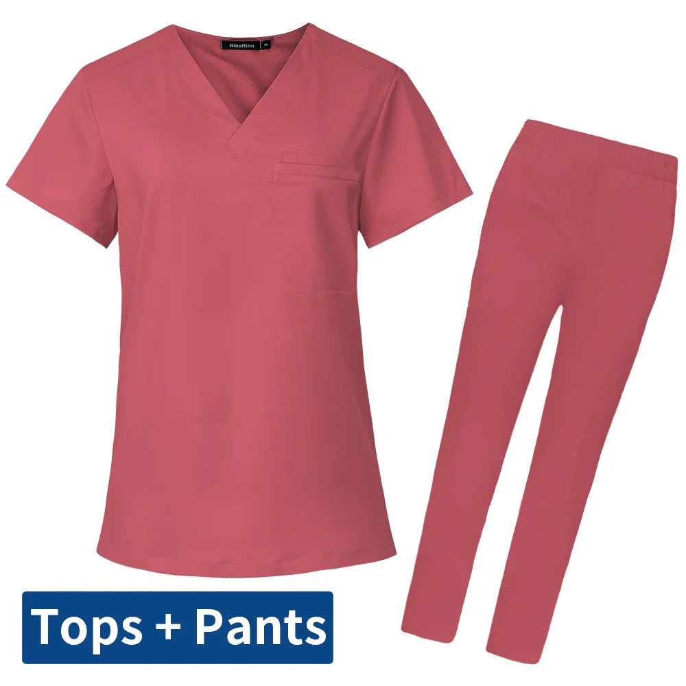 Men’s Scrubs Medical Uniform Lab Set Male Wholesale Clinic Hospital Doctor Overalls V-neck Fashion Scrub Pharmacy