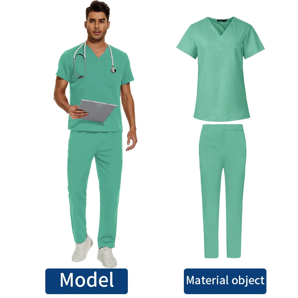 Men’s Scrubs Medical Uniform Lab Set Male Wholesale Clinic Hospital Doctor Overalls V-neck Fashion Scrub Pharmacy