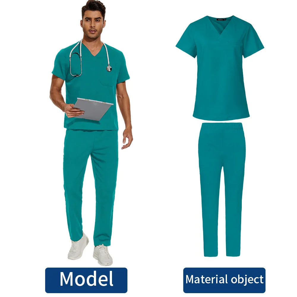 Men’s Scrubs Medical Uniform Lab Set Male Wholesale Clinic Hospital Doctor Overalls V-neck Fashion Scrub Pharmacy