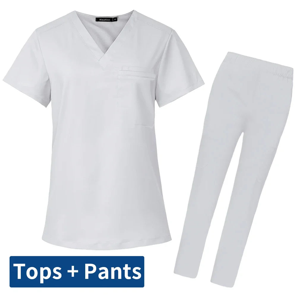 Men’s Scrubs Medical Uniform Lab Set Male Wholesale Clinic Hospital Doctor Overalls V-neck Fashion Scrub Pharmacy