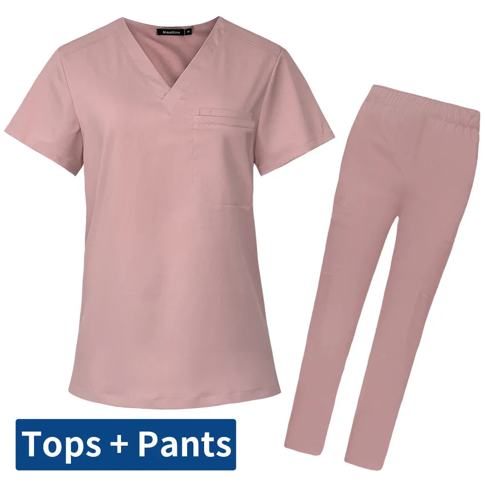 Men’s Scrubs Medical Uniform Lab Set Male Wholesale Clinic Hospital Doctor Overalls V-neck Fashion Scrub Pharmacy