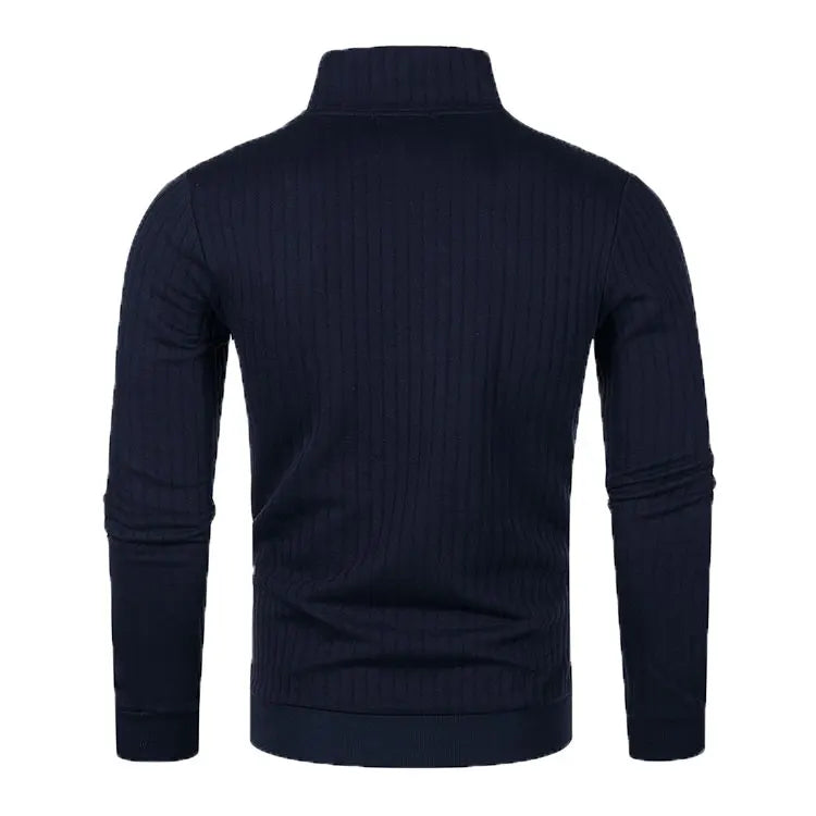 Men’s semi-turtleneck zipper sweater Men’s fall/winter loose sweater casual pullover long-sleeved sweater