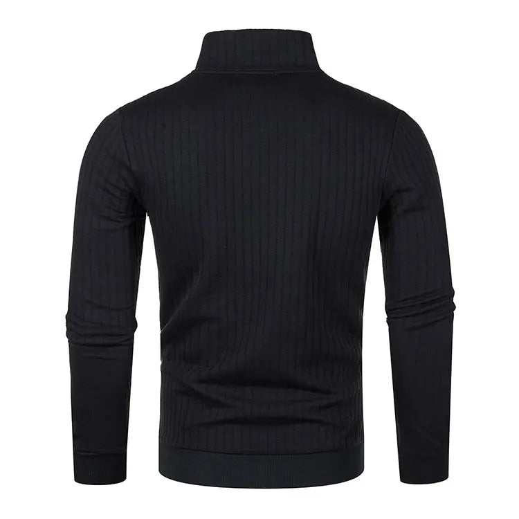 Men’s semi-turtleneck zipper sweater Men’s fall/winter loose sweater casual pullover long-sleeved sweater