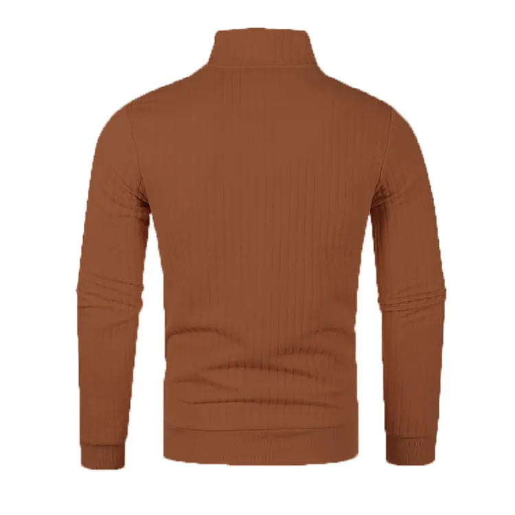 Men’s semi-turtleneck zipper sweater Men’s fall/winter loose sweater casual pullover long-sleeved sweater