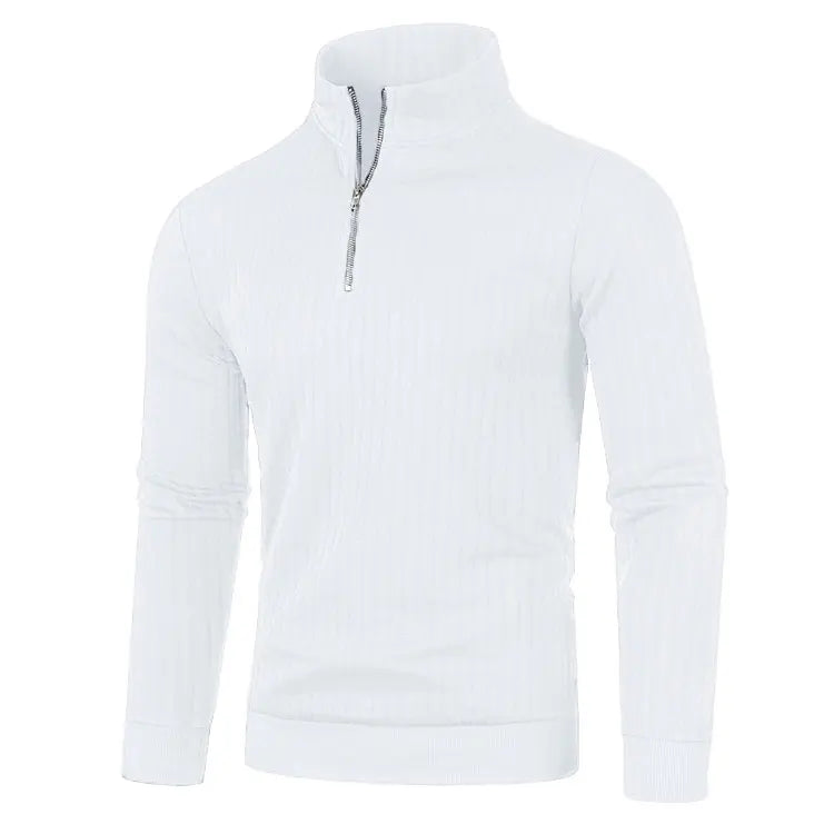 Men’s semi-turtleneck zipper sweater Men’s fall/winter loose sweater casual pullover long-sleeved sweater