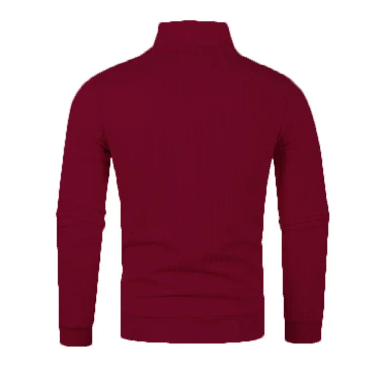 Men’s semi-turtleneck zipper sweater Men’s fall/winter loose sweater casual pullover long-sleeved sweater