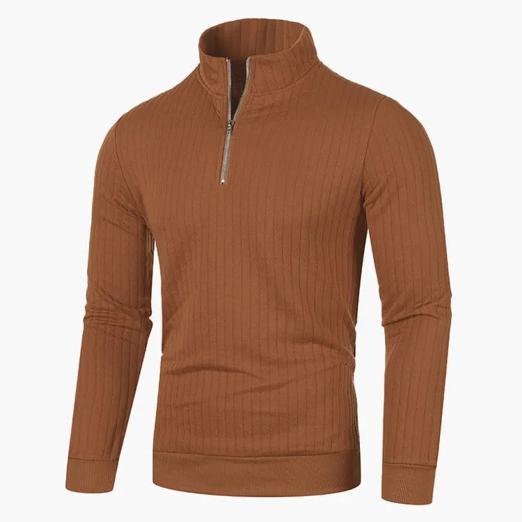 Men’s semi-turtleneck zipper sweater Men’s fall/winter loose sweater casual pullover long-sleeved sweater