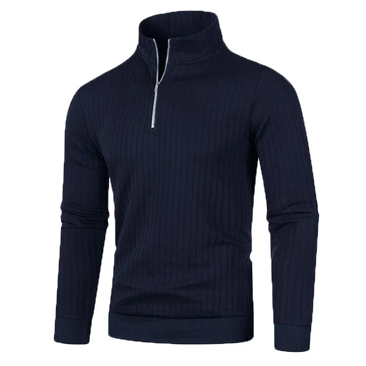 Men’s semi-turtleneck zipper sweater Men’s fall/winter loose sweater casual pullover long-sleeved sweater