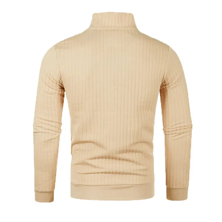 Men’s semi-turtleneck zipper sweater Men’s fall/winter loose sweater casual pullover long-sleeved sweater