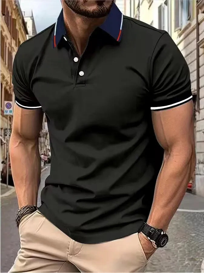 Men’s short-sleeved top Short-sleeved daily casual lapel casual short-sleeved button-down T-shirt Men’s casual top