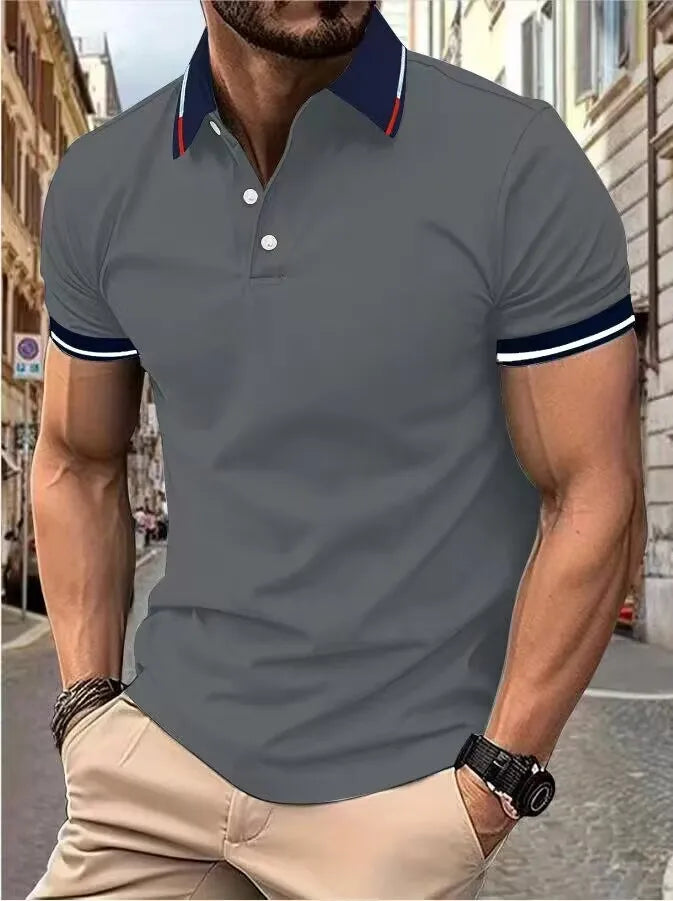 Men’s short-sleeved top Short-sleeved daily casual lapel casual short-sleeved button-down T-shirt Men’s casual top